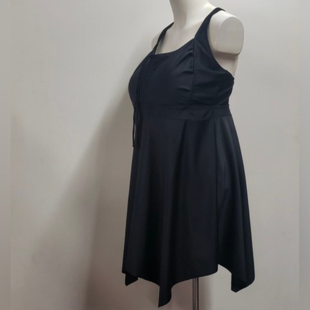 DACI Swim Dress Women's Plus Size 18W Strappy Back Pool Beach Modest Black